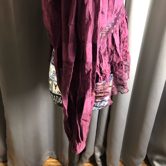 Free People Boho Hippy Floral Embroidered Sheer Paneling Long Sleeve Blouse - Picture 7 of 12